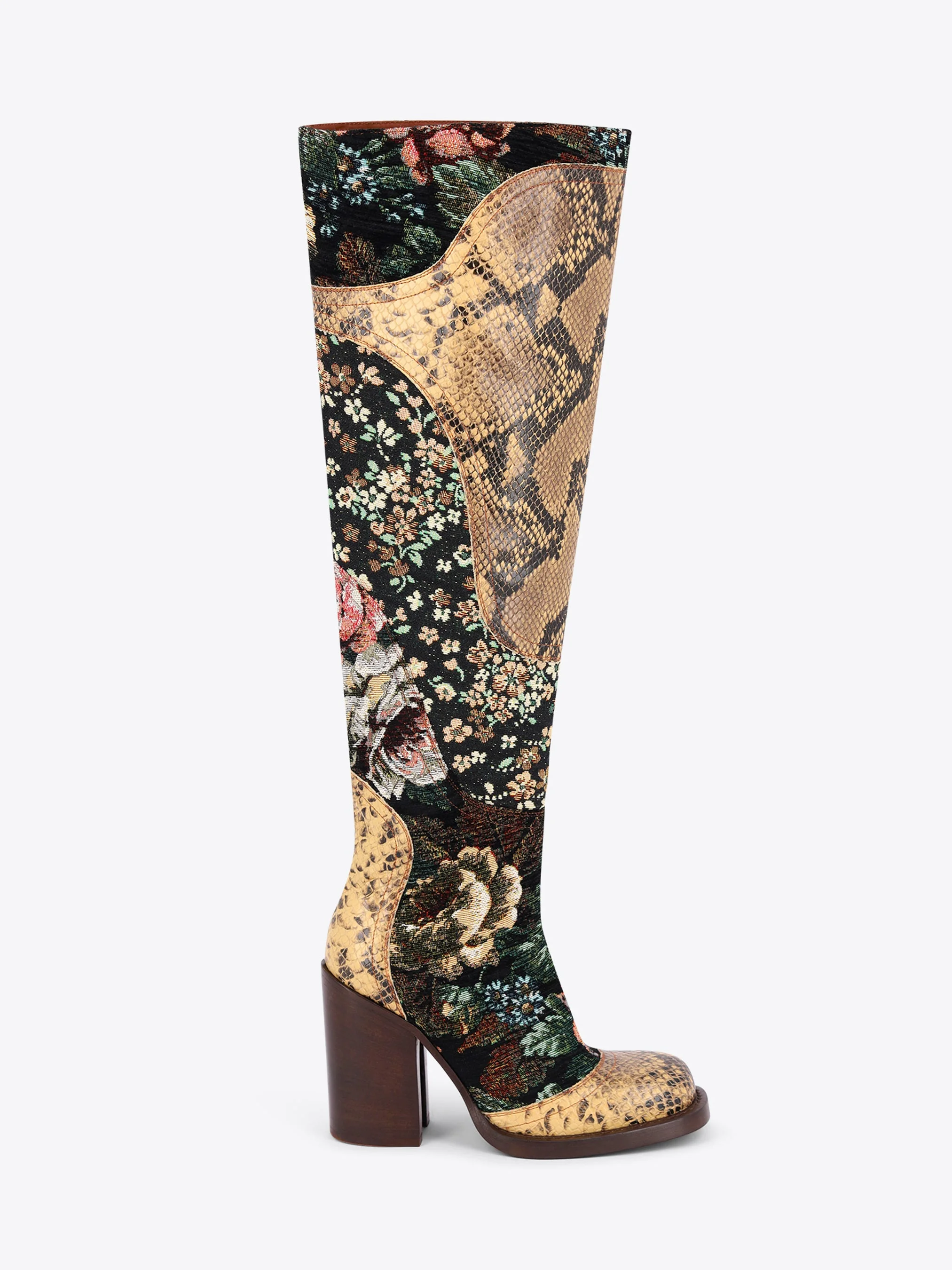 PATCHWORK LEATHER BOOTS - 1