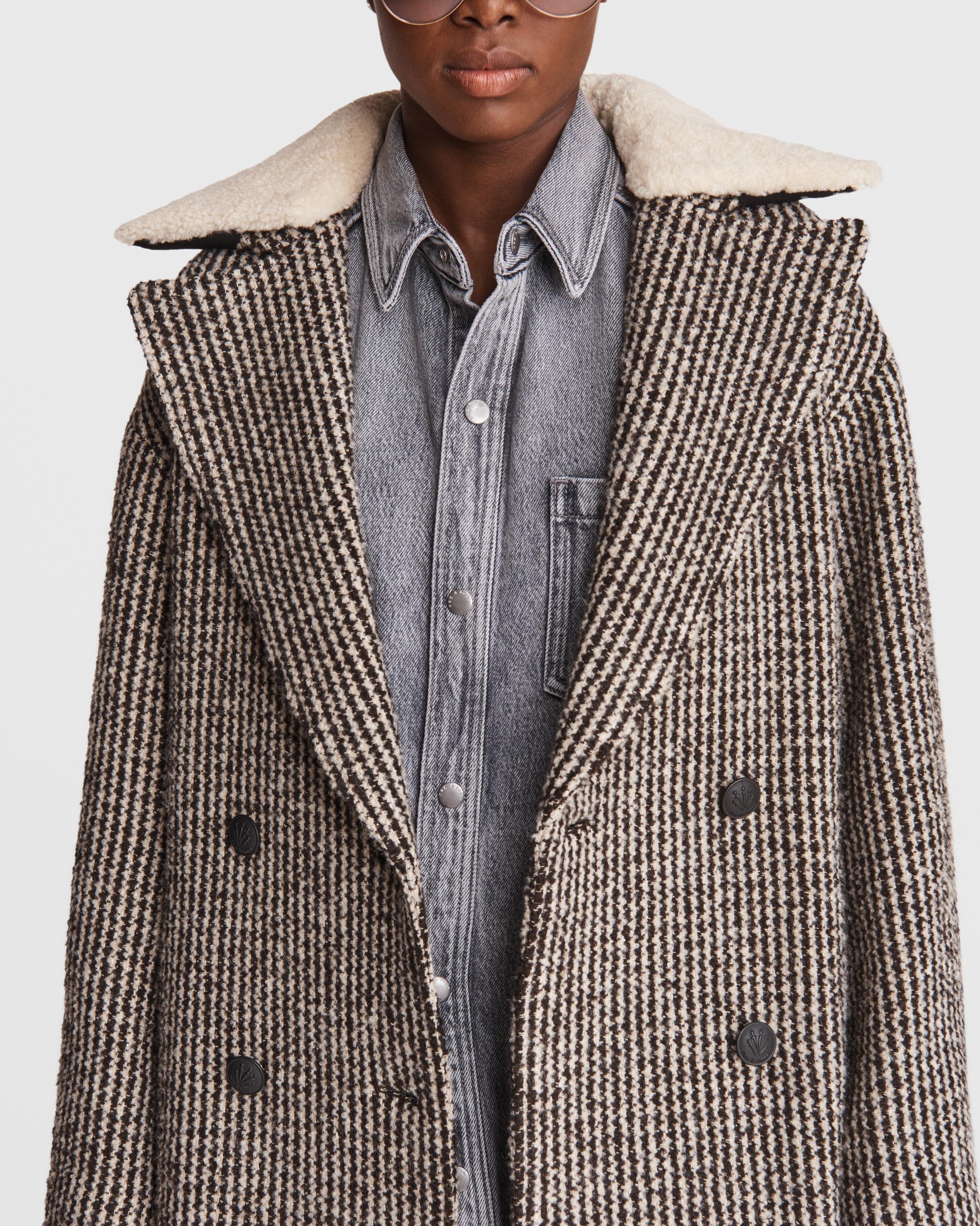 Mina Wool Cocoon Plaid Coat - 6