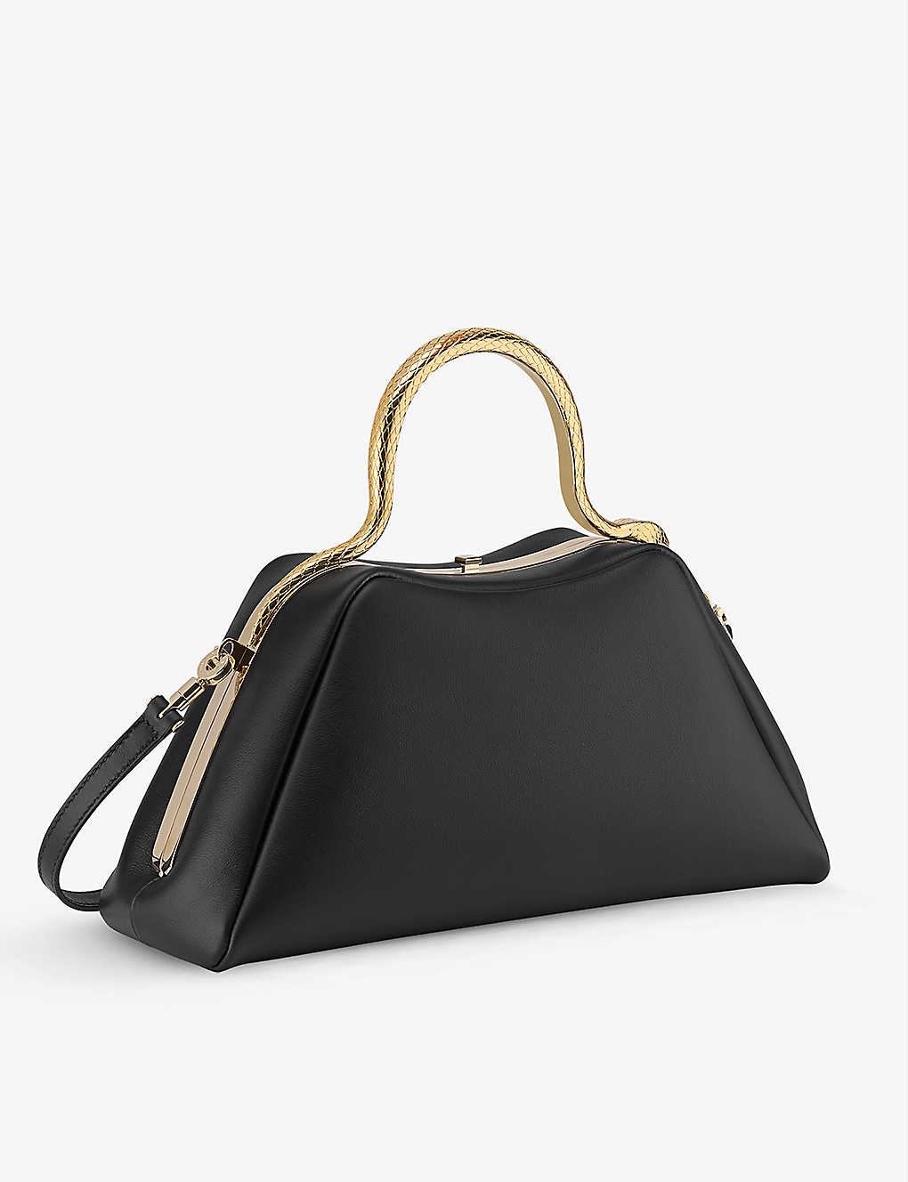 Serpentine leather top-handle bag - 6