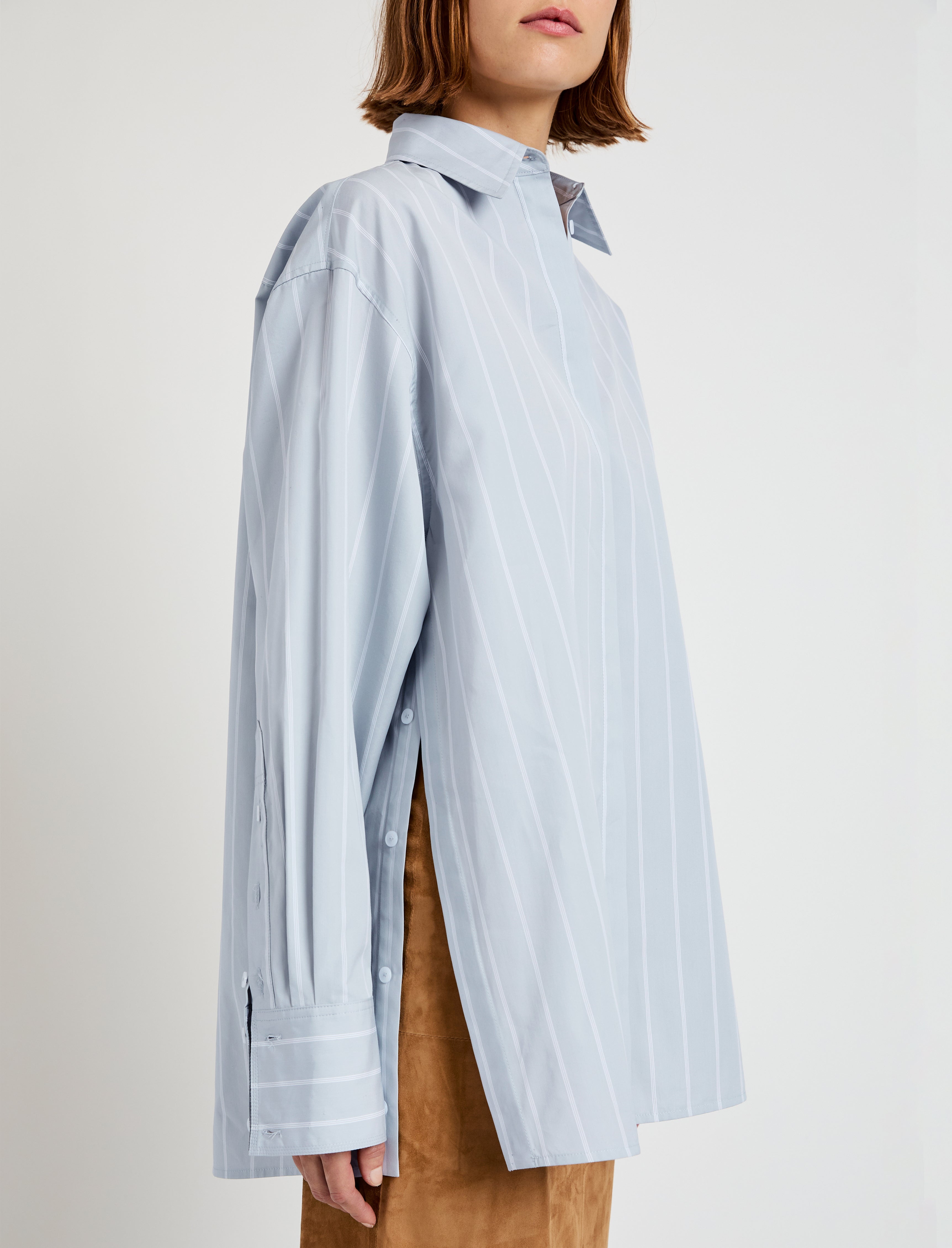 Addy Top in Stripe Cotton Silk Poplin - 6