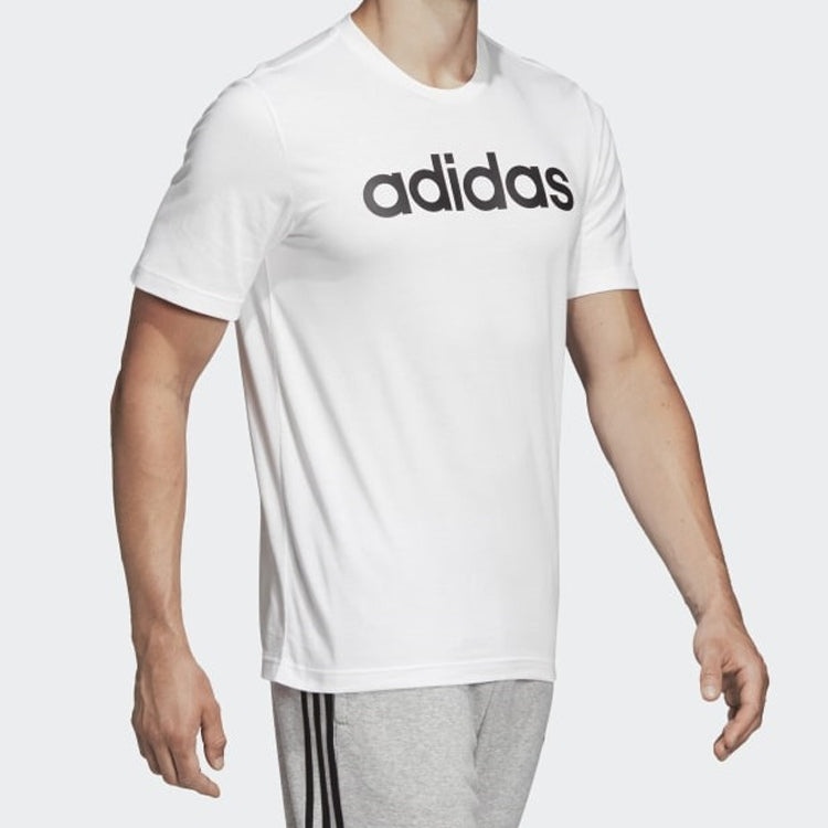 adidas Letter Logo Applique Sports Short-sleeve Tee Men White DQ3056 - 5