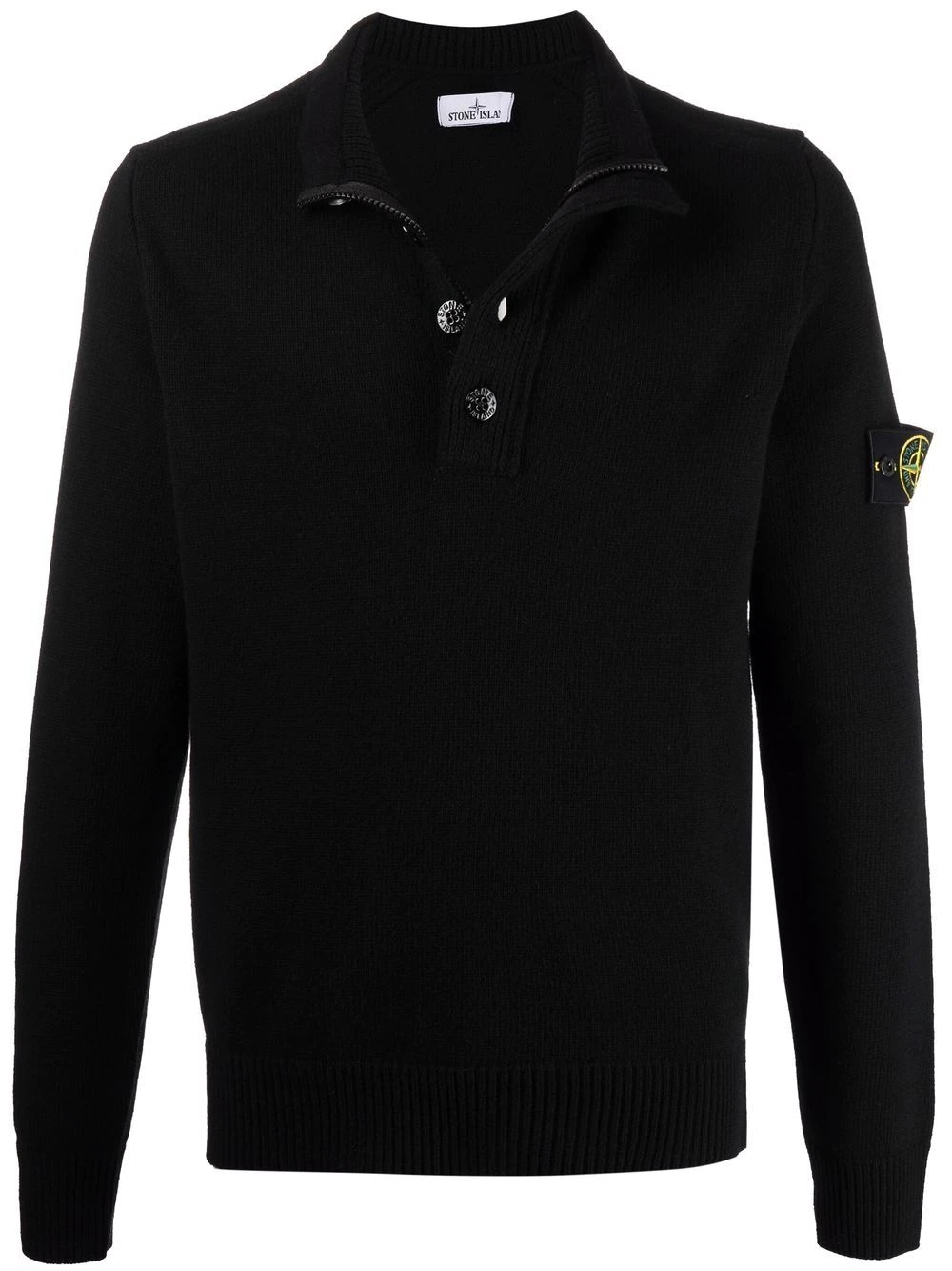 Compass-patch long-sleeve polo shirt - 1