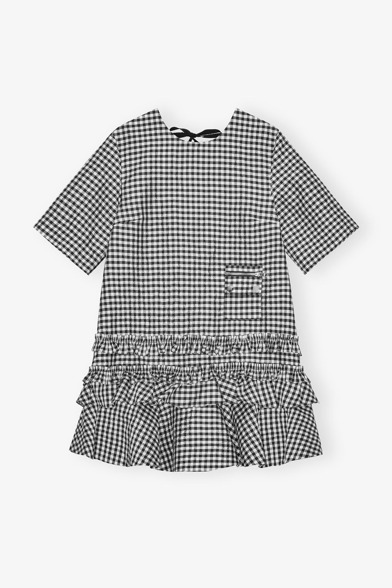 CRINKLED CHECK MINI DRESS - 1