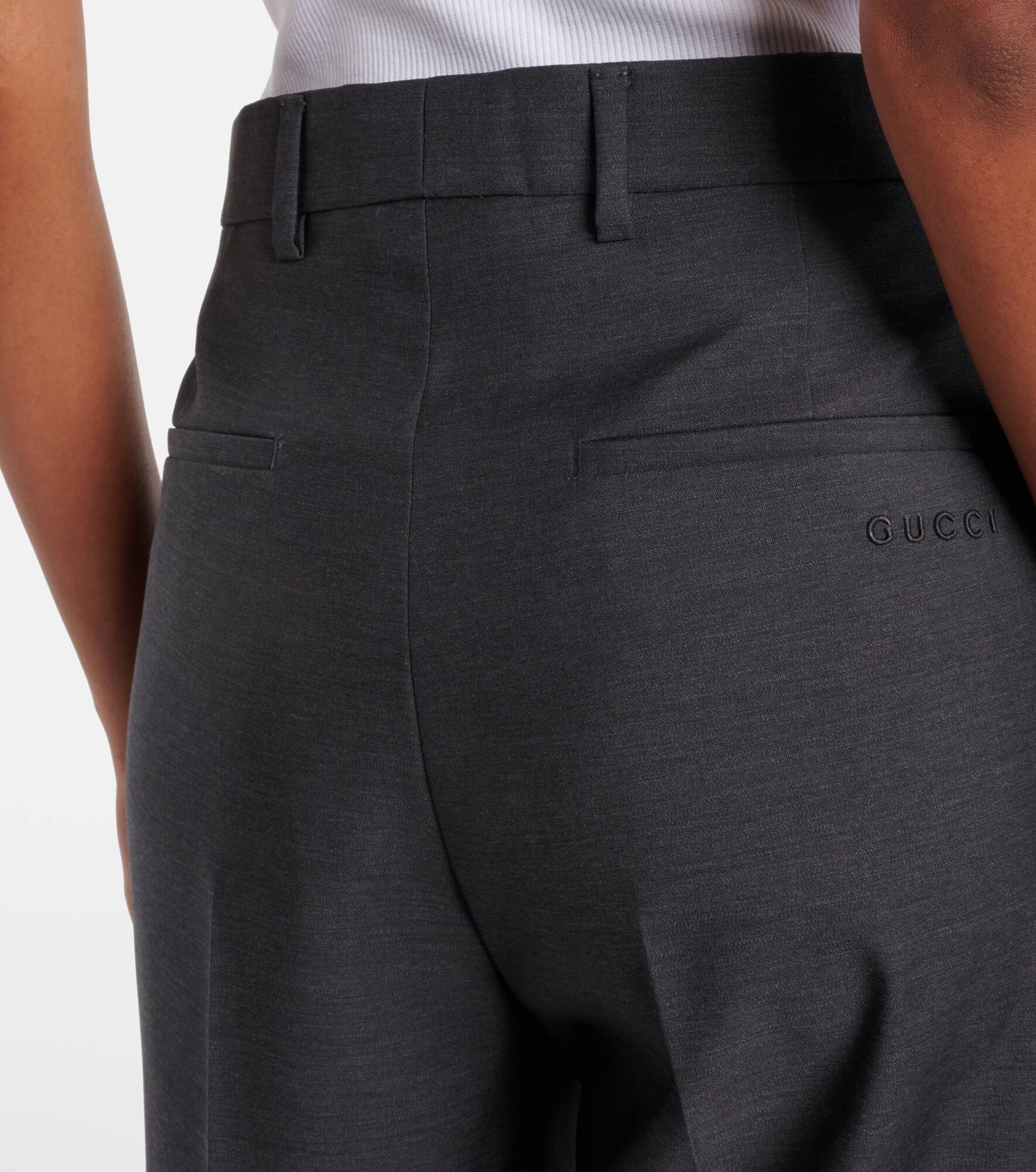 Low-rise wool straight pants - 6