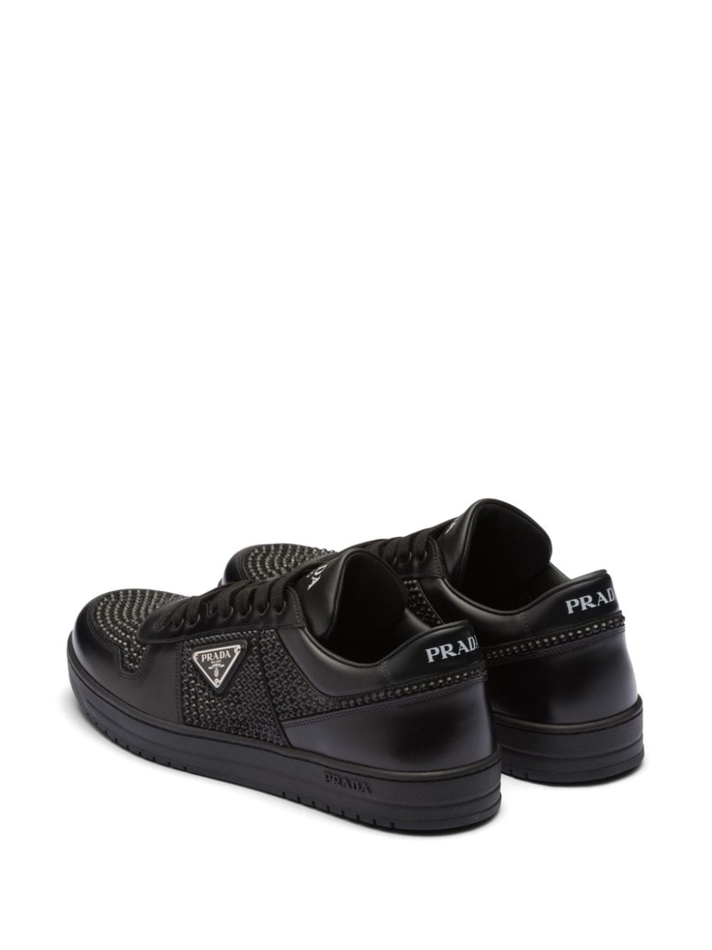 crystal-embellished leather sneakers - 3
