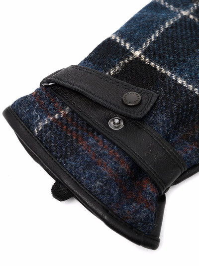 Barbour wool check-panel leather gloves outlook