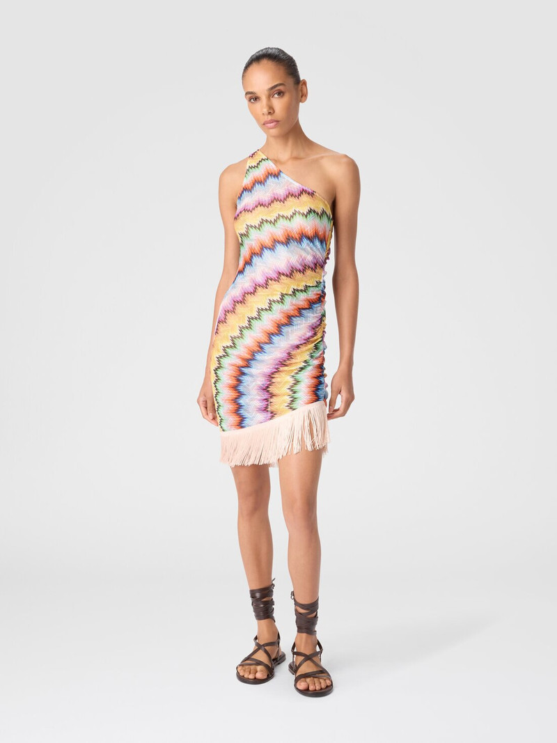 Missoni One-Shoulder Cover-Up with Fringes and Faded Stripes outlook
