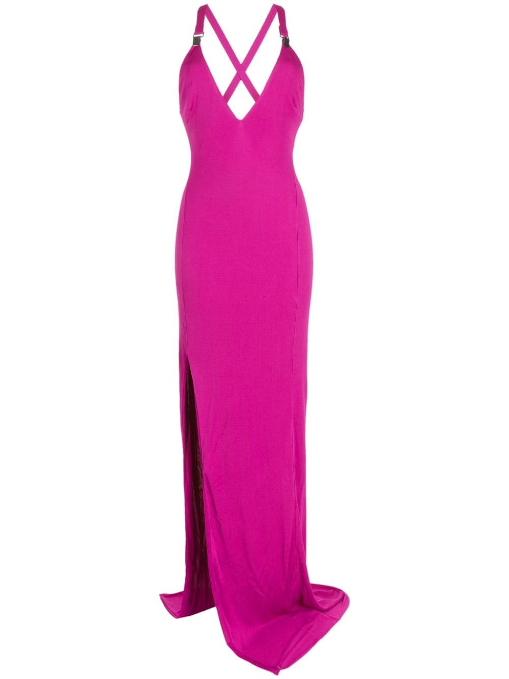 V-neck side-slit maxi dress - 1