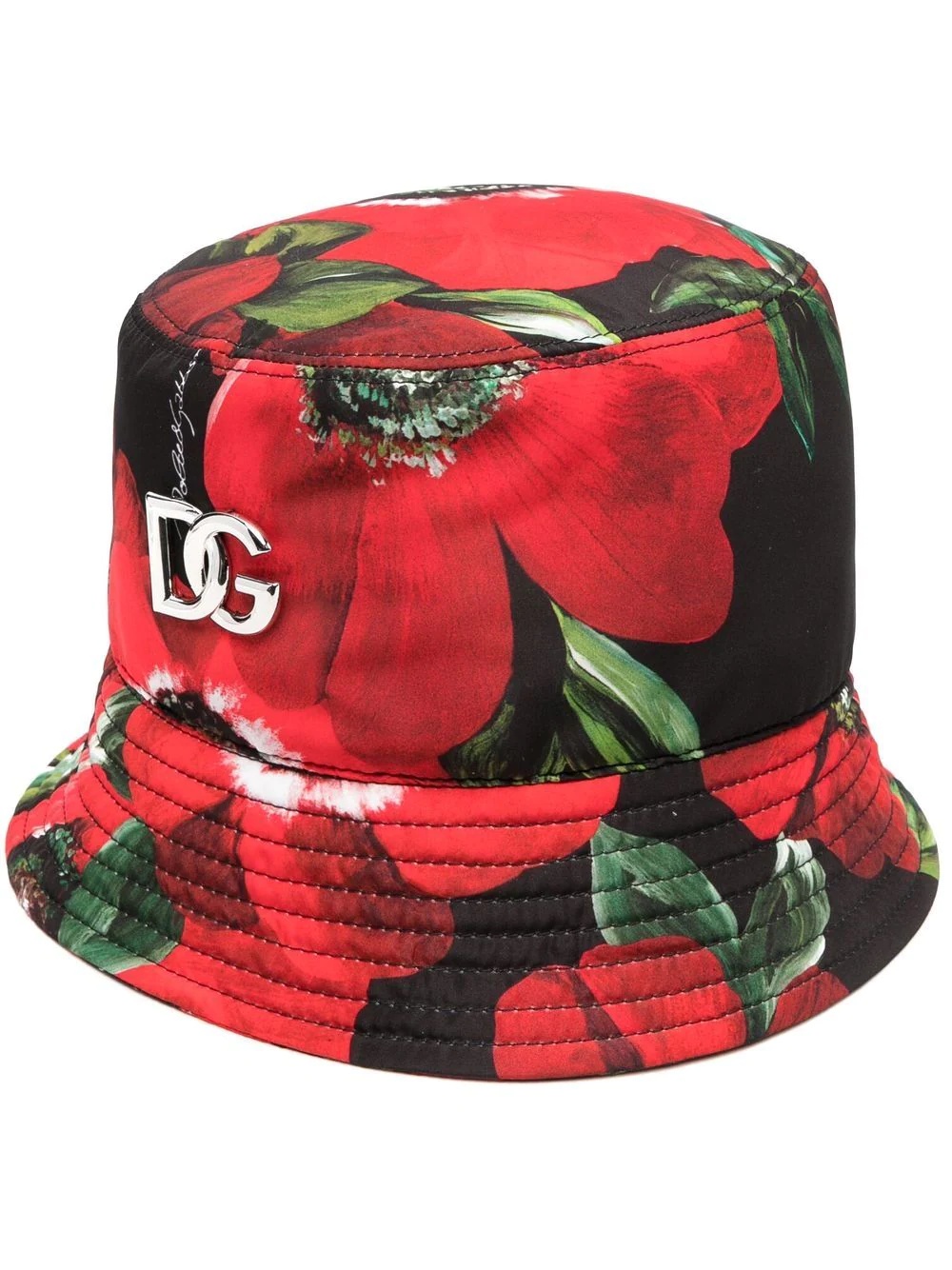 logo-plaque floral-print bucket hat - 1