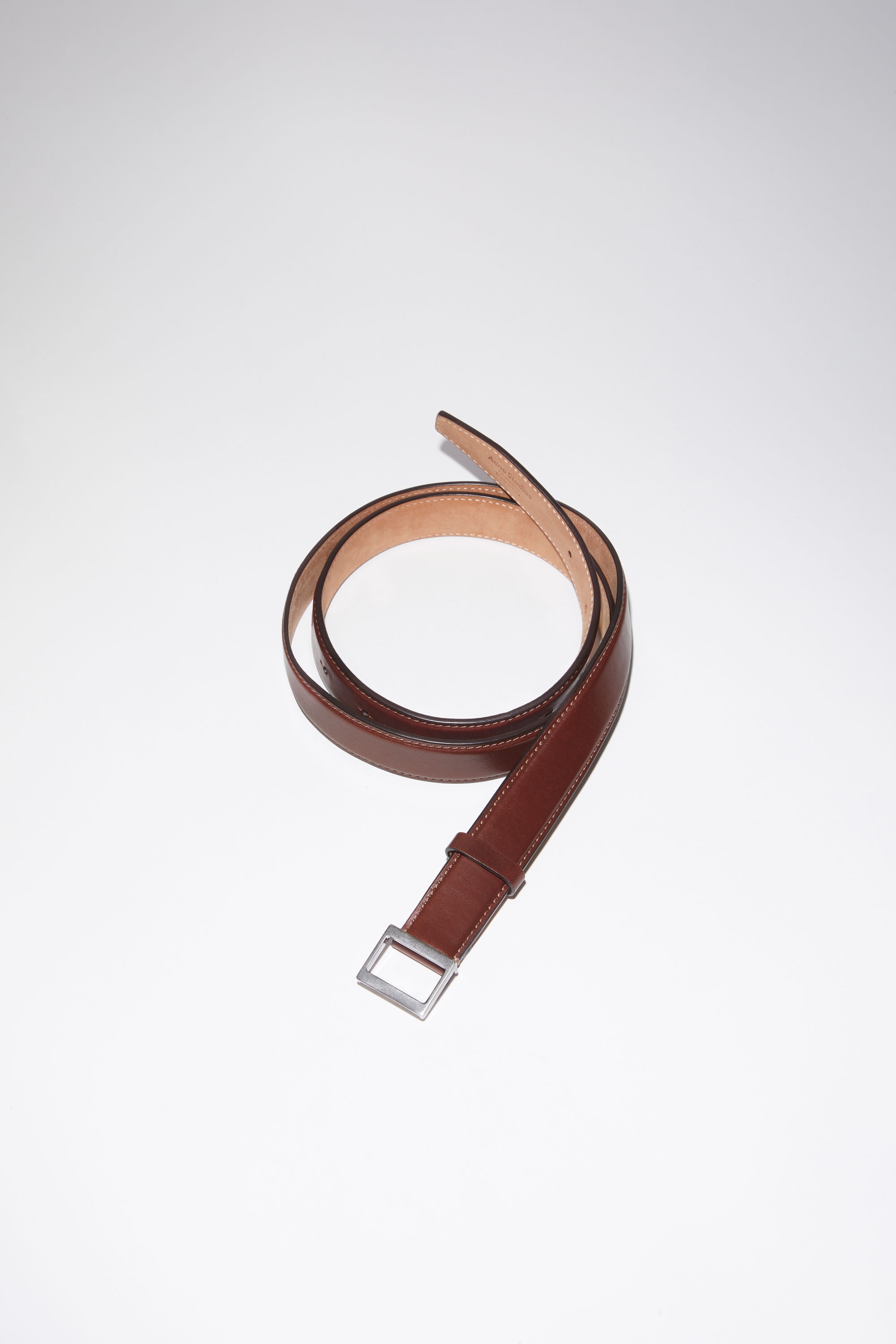 Leather buckle belt - Brown - 1