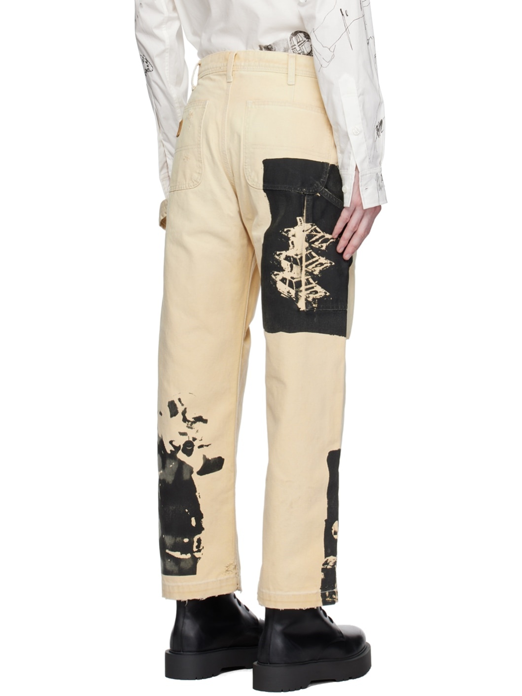 Beige Paint Cargo Pants - 3