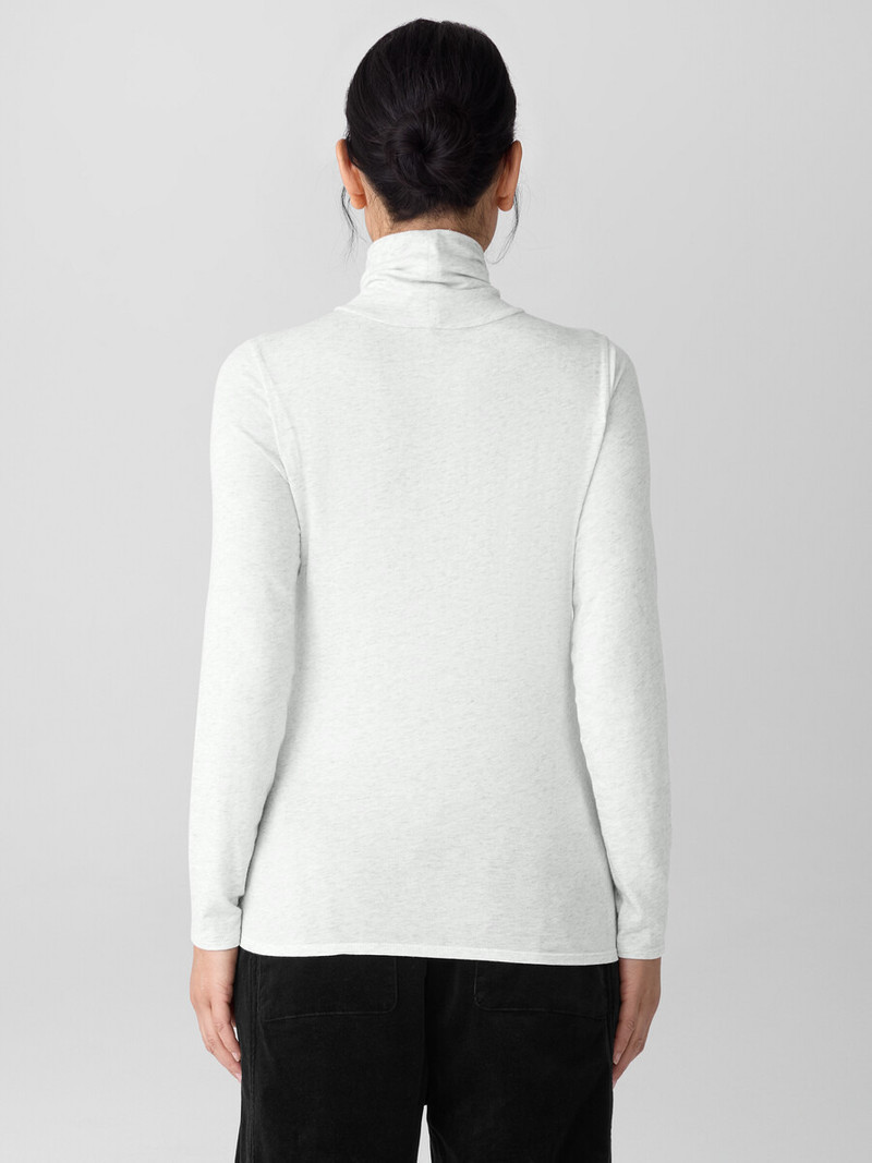 Mélange Sheer Cotton Blend Knit Turtleneck Top 4