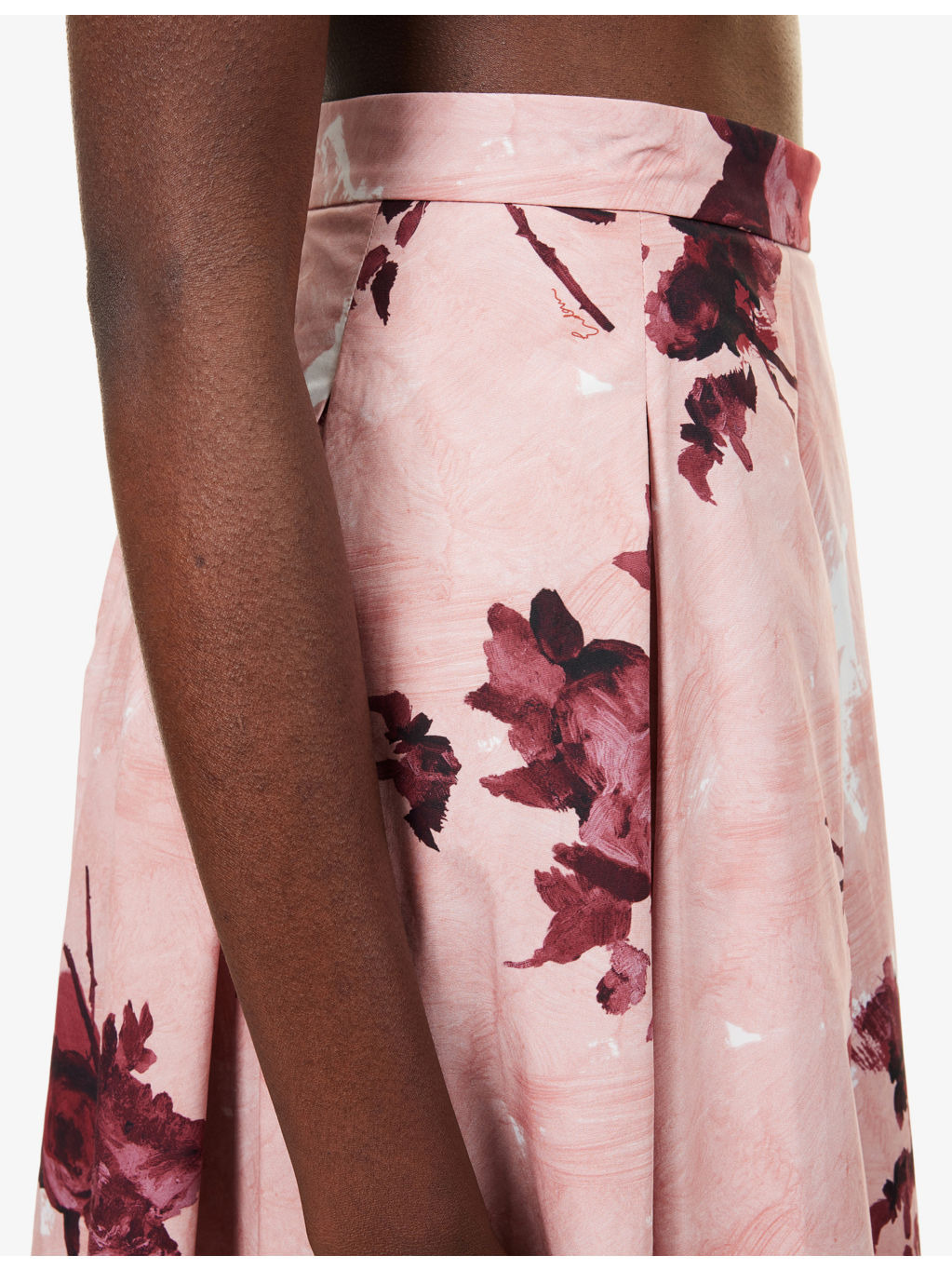 Floral-Print Pleated Cotton Midi Skirt - 5