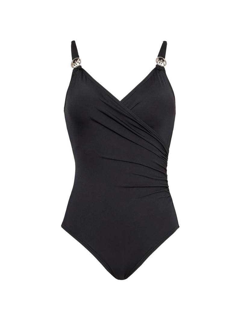 logo V-neck swimsuit 1