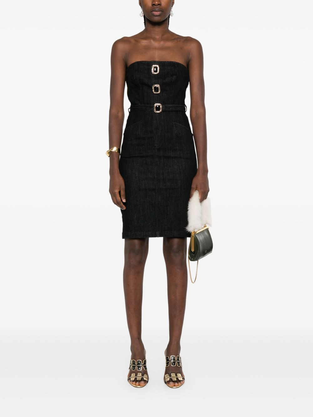 buckle-detail strapless midi dress - 2