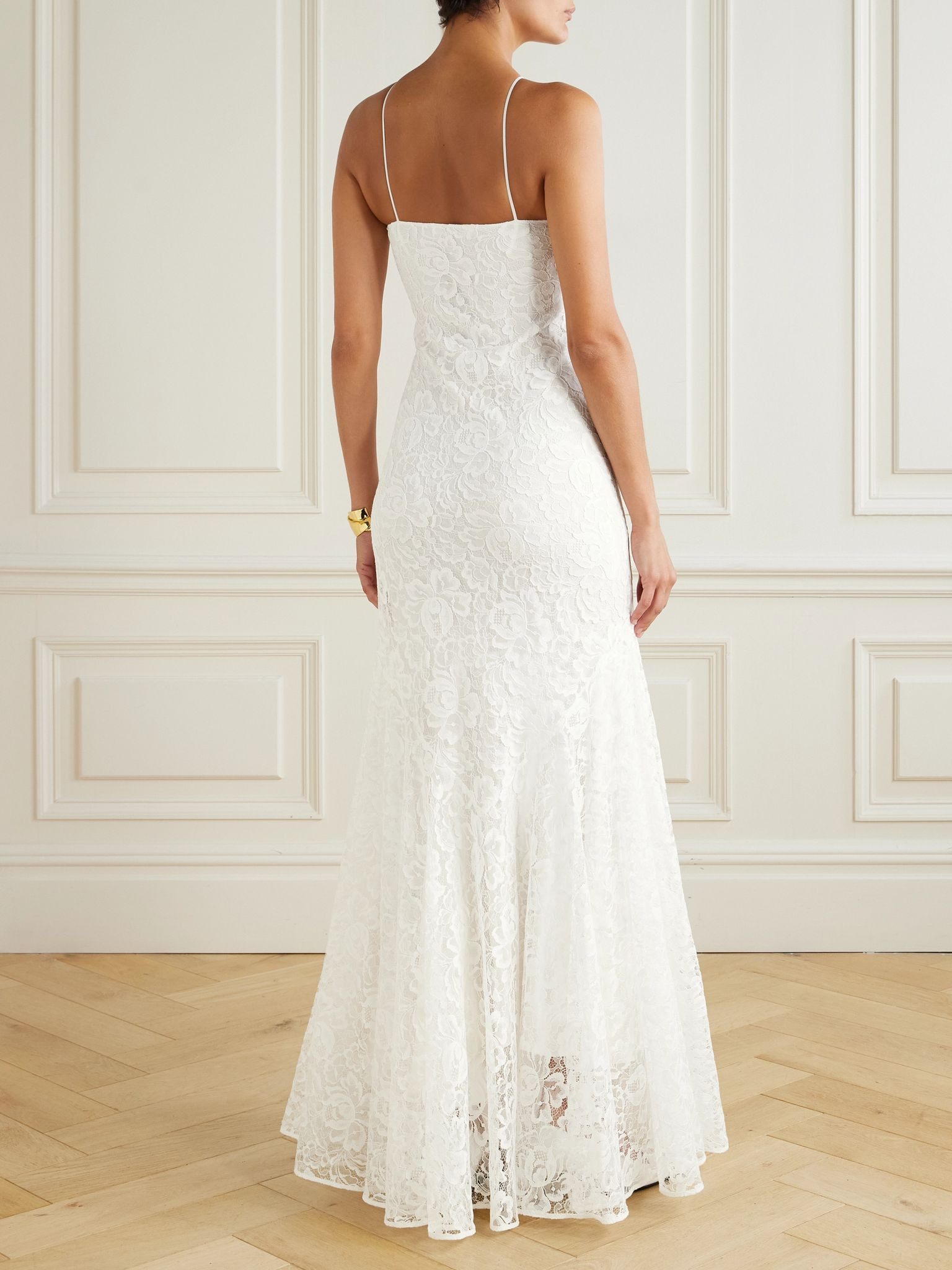 Appliquéd organic cotton-blend lace gown White - 3