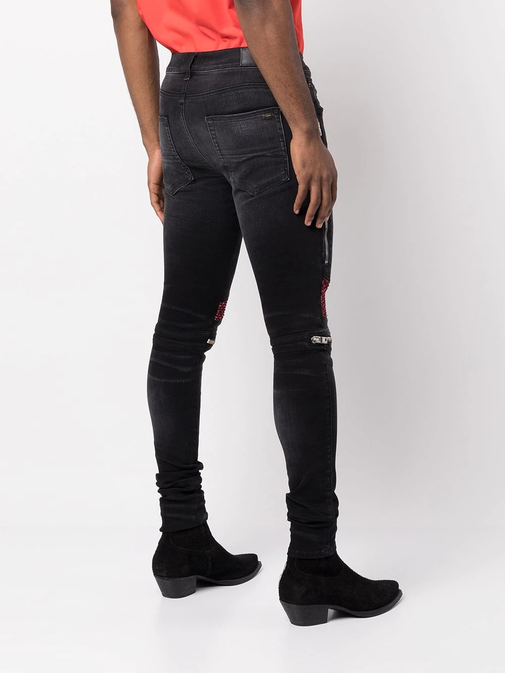 contrast-panel slim-fit jeans - 4