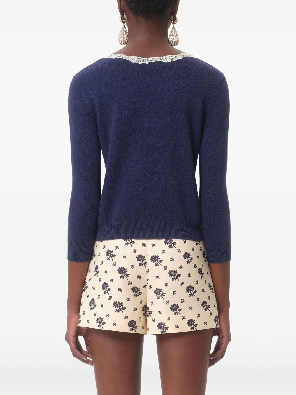 lace-trim cardigan - 4