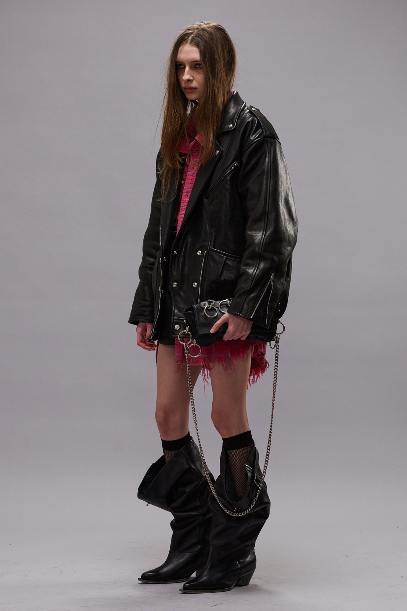 ELONGATED MOTORCYCLE JACKET - BLACK -R13 - 3