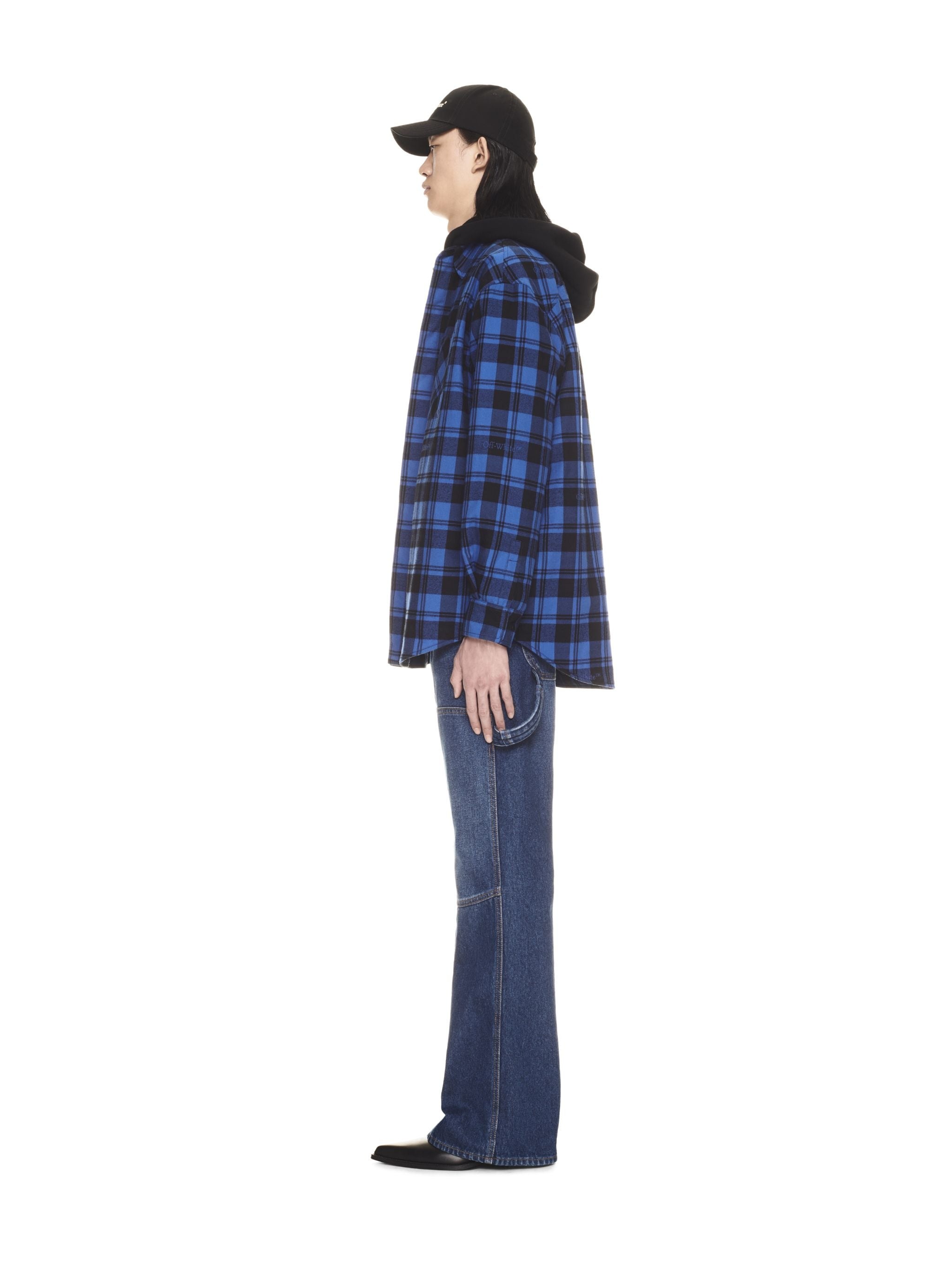 Check Flann Padded Overshirt Dark Blue B - 3