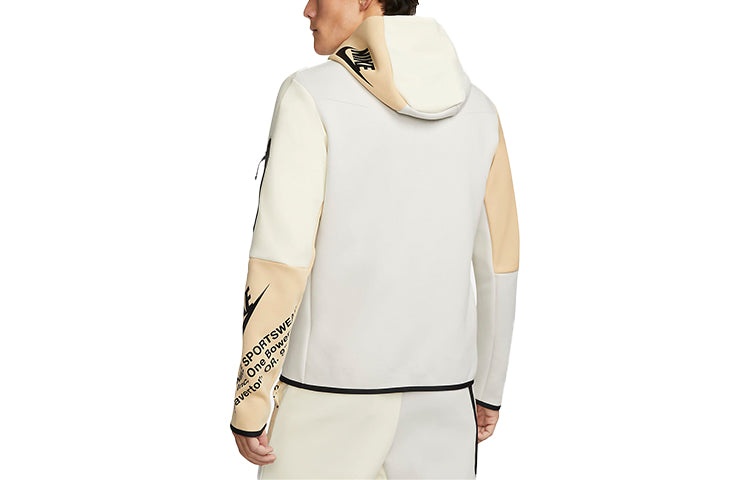 Men's Nike Sportswear Tech Fleece Printing Full-Length Zipper Cardigan Jacket Light Bone DM6475-072 - 2