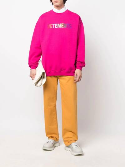 VETEMENTS iridescent logo print sweatshirt outlook