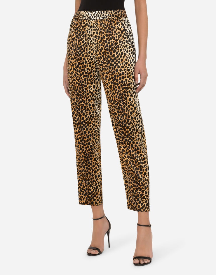 Ocelot-print satin pajama pants - 4