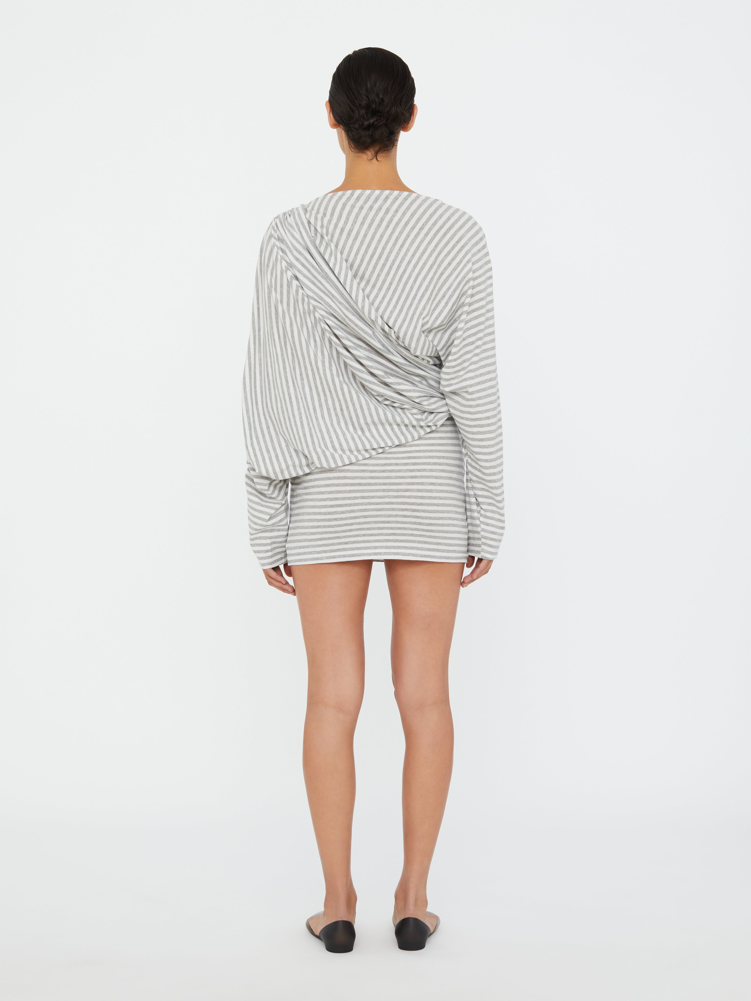 Aiba Draped Cotton Jersey Long Sleeve Dress - 4