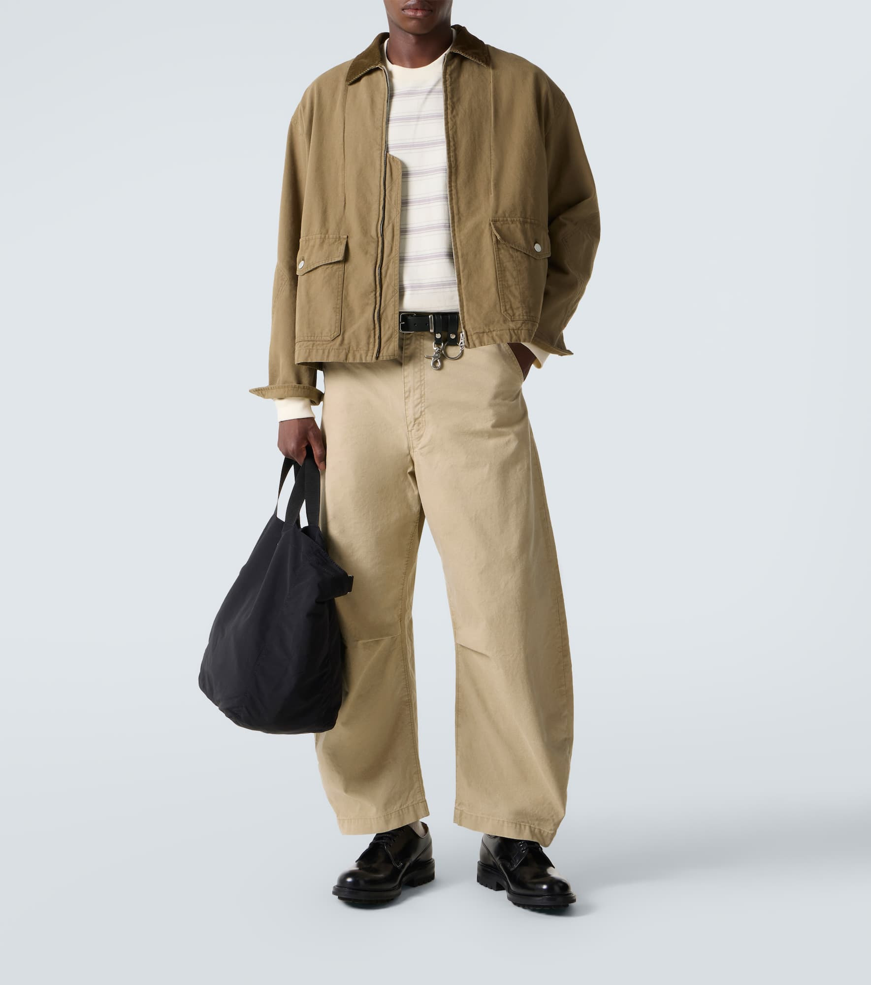Mid-rise cotton barrel-leg pants - 2