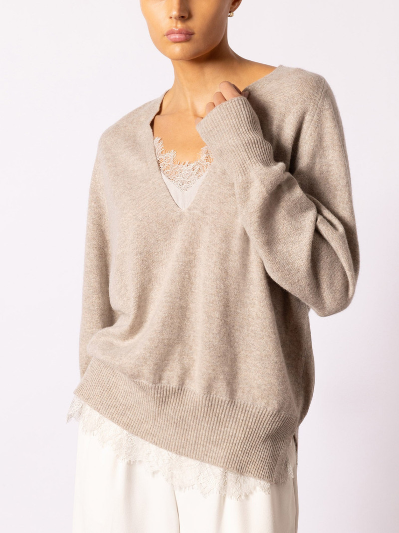 BROCHU WALKER The Lace Vee Looker Pullover outlook