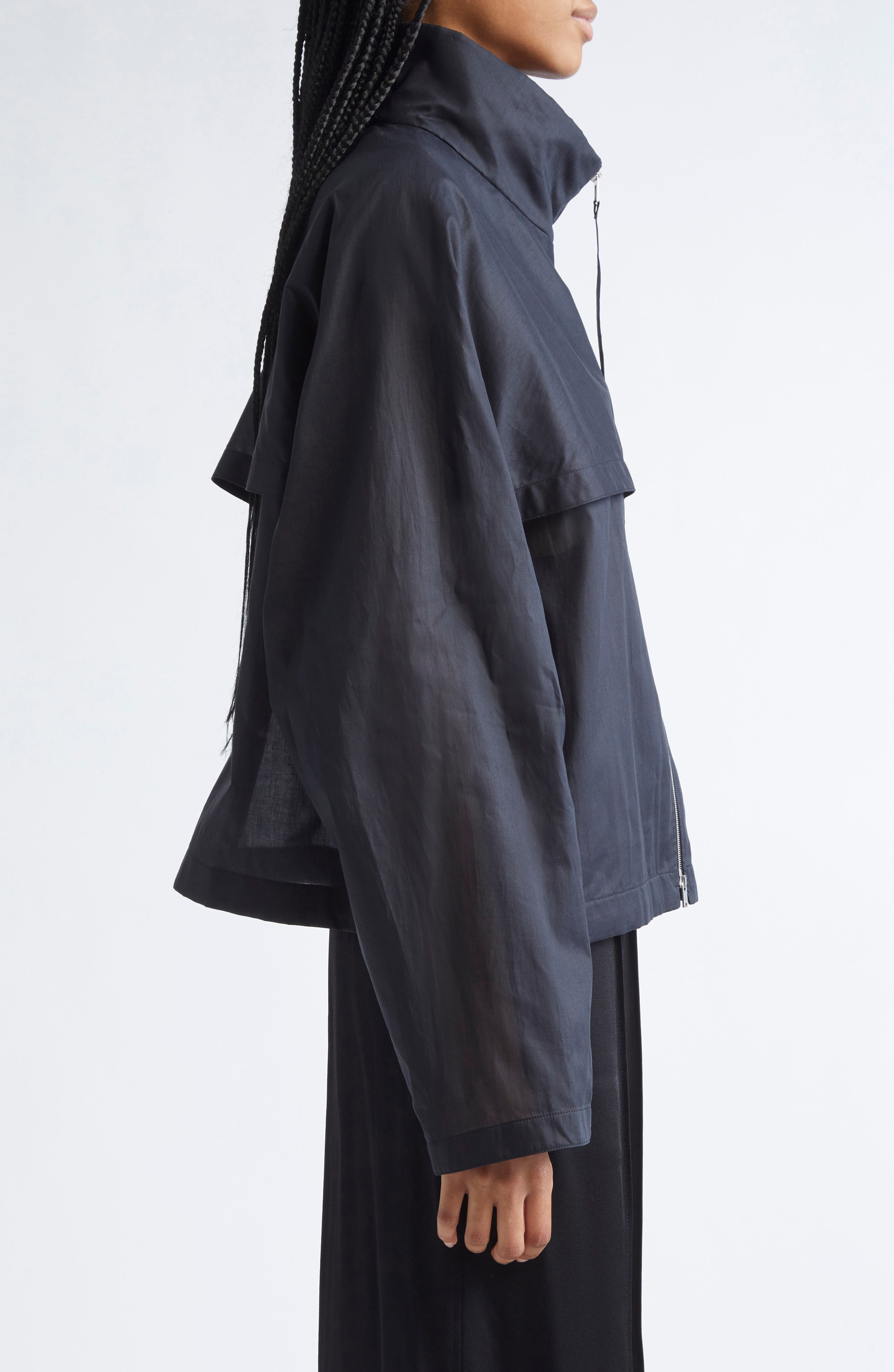 Jil Sander Cotton Organdy Blouson Jacket in Black at Nordstrom - 4