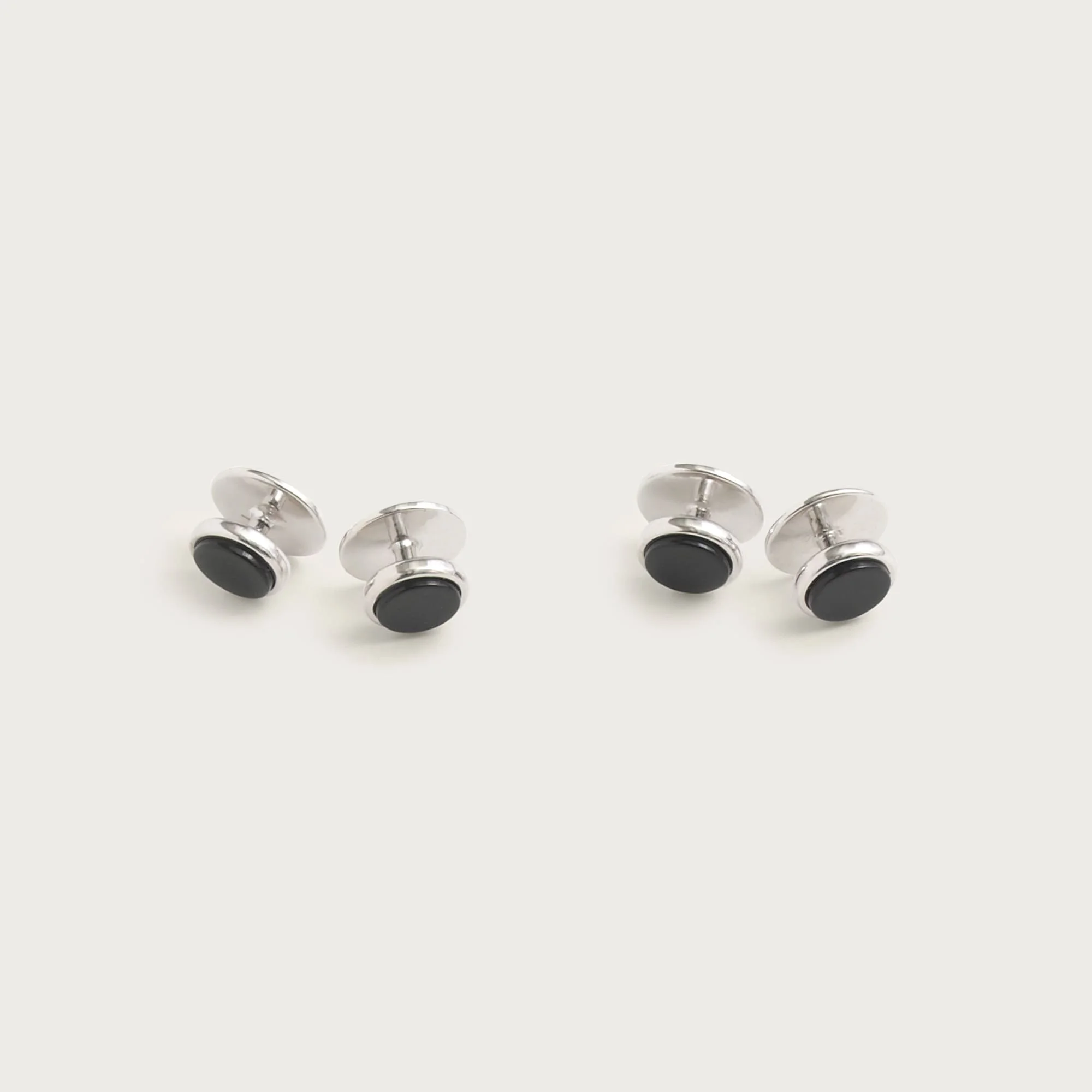 Black onyx sterling silver tuxedo studs - 1