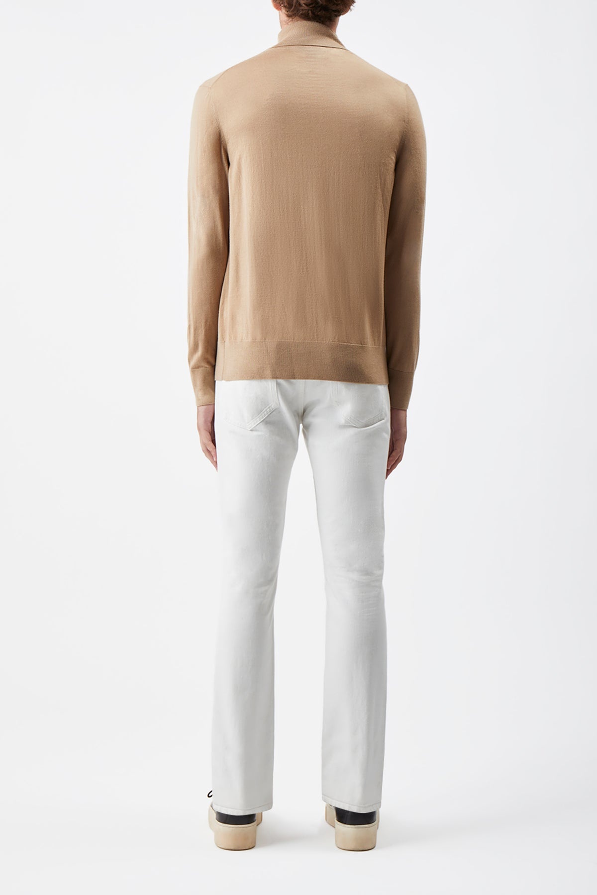Jermaine Knit Turtleneck in Camel Merino Wool - 4