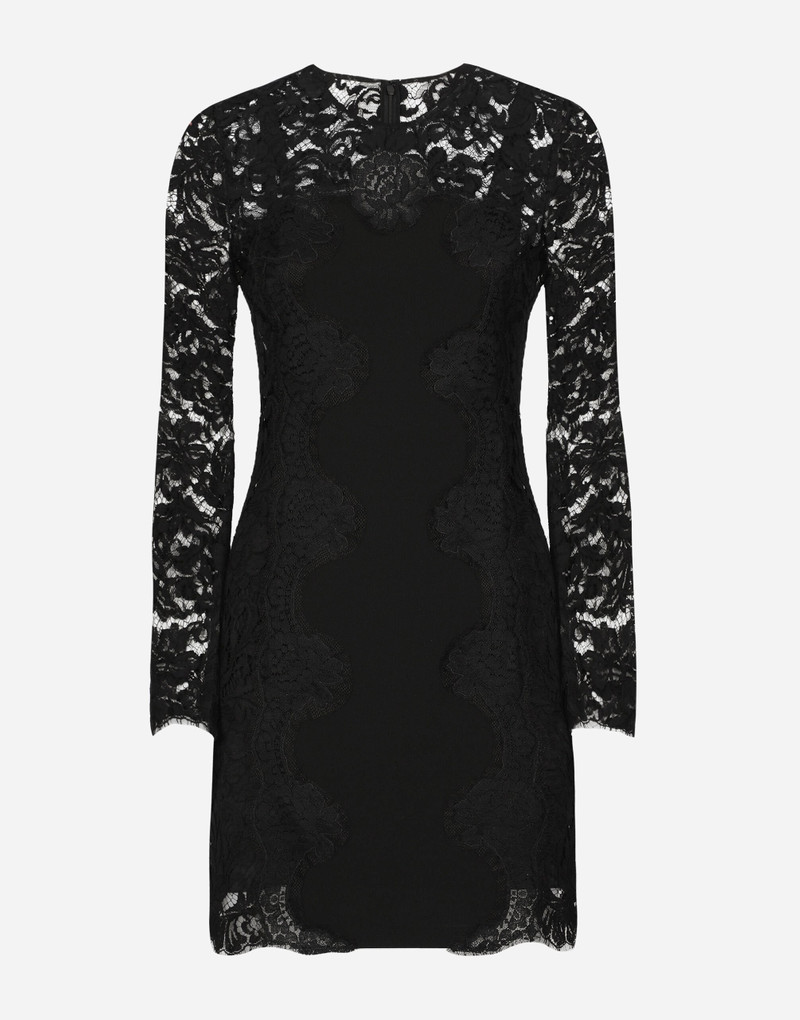 Short cordonetto lace dress with a jersey insert 1