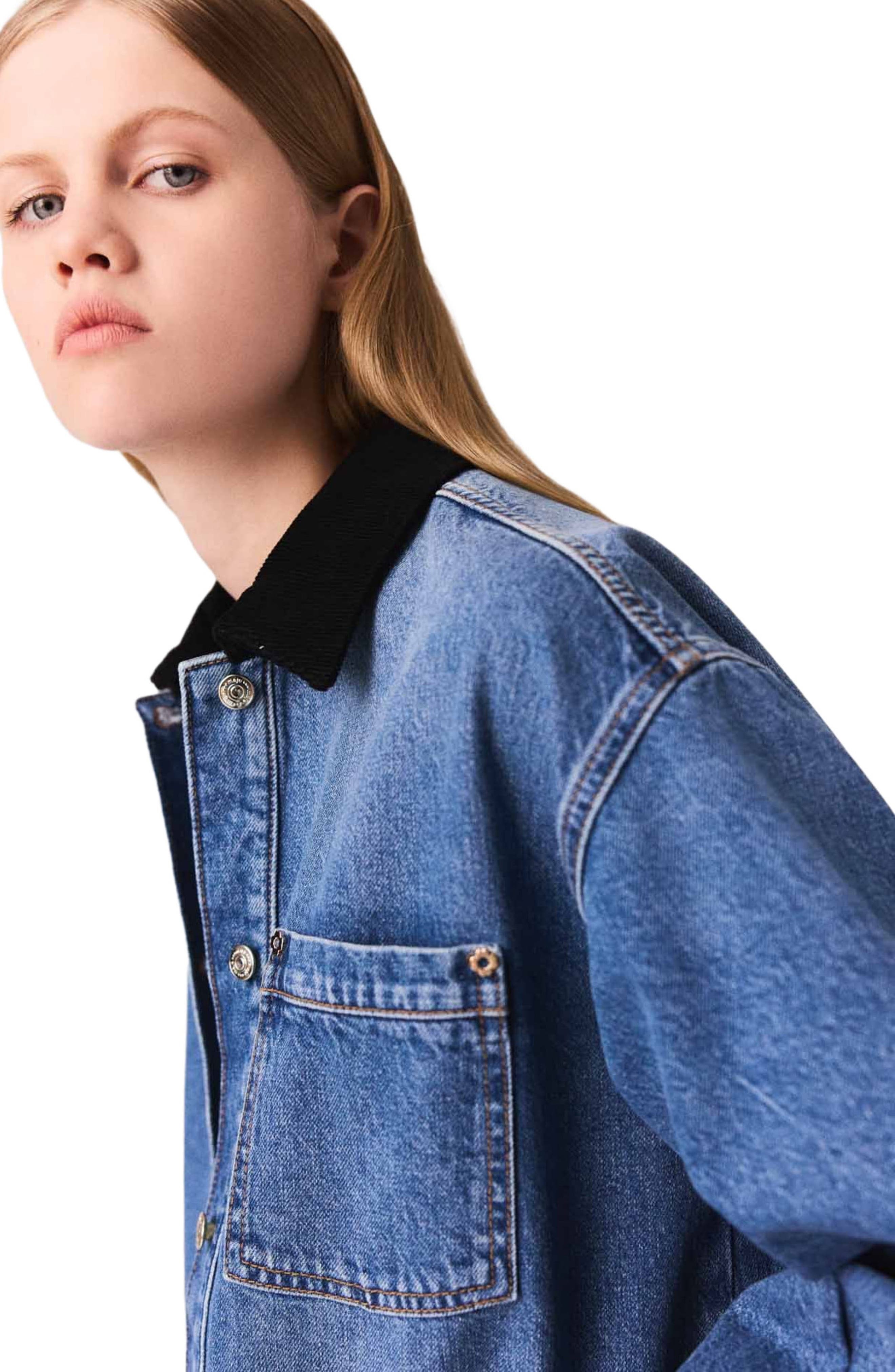 maje Faded denim jacket in Blue at Nordstrom - 8
