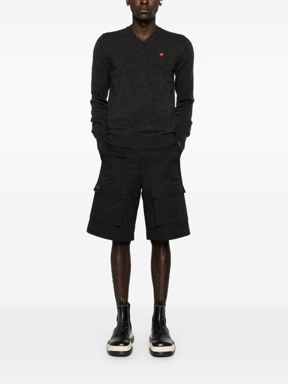 heart-patch wool jumper - 2