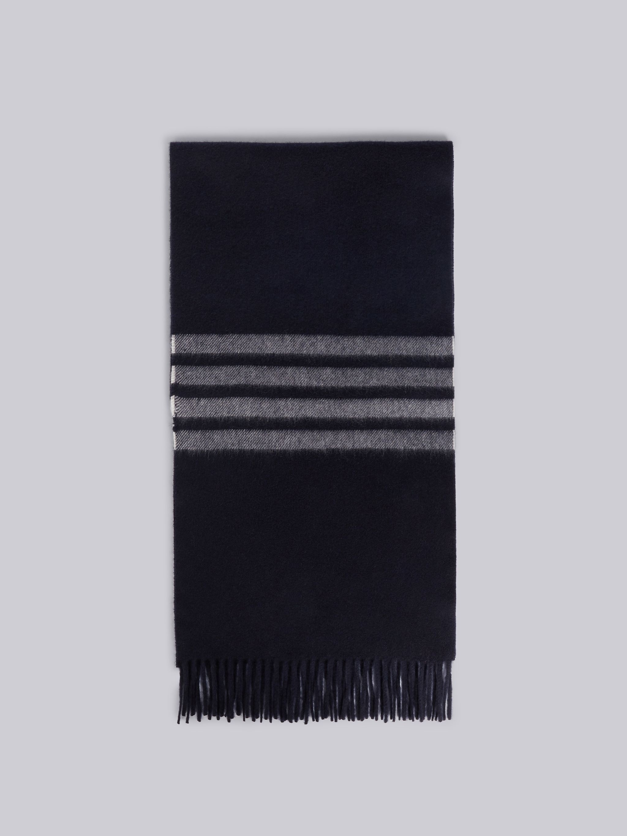 Navy Cashmere 4-Bar Scarf - 1