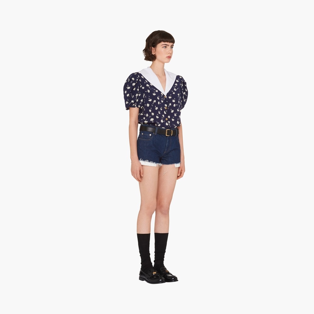 Short-sleeved crepe de chine blouse - 3