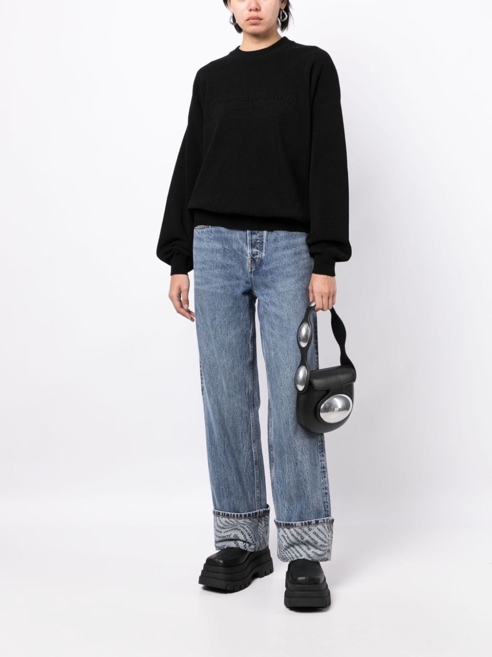 ALEXANDER WANG Women Embossed Logo Ribbed Pullover - 2