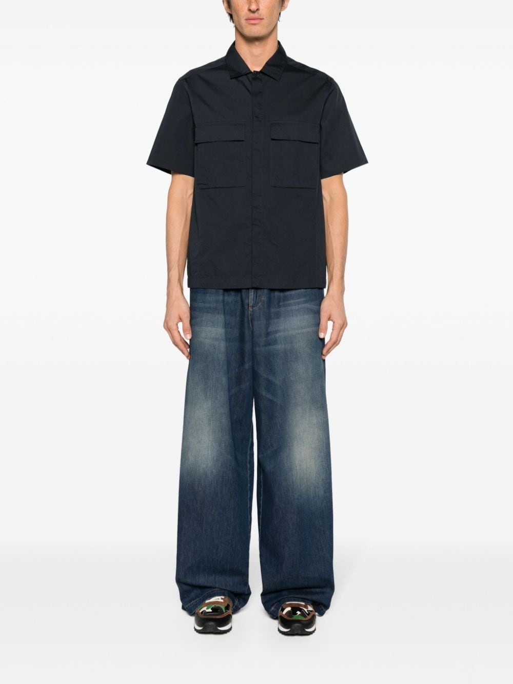elasticated-waist wide-leg jeans - 2