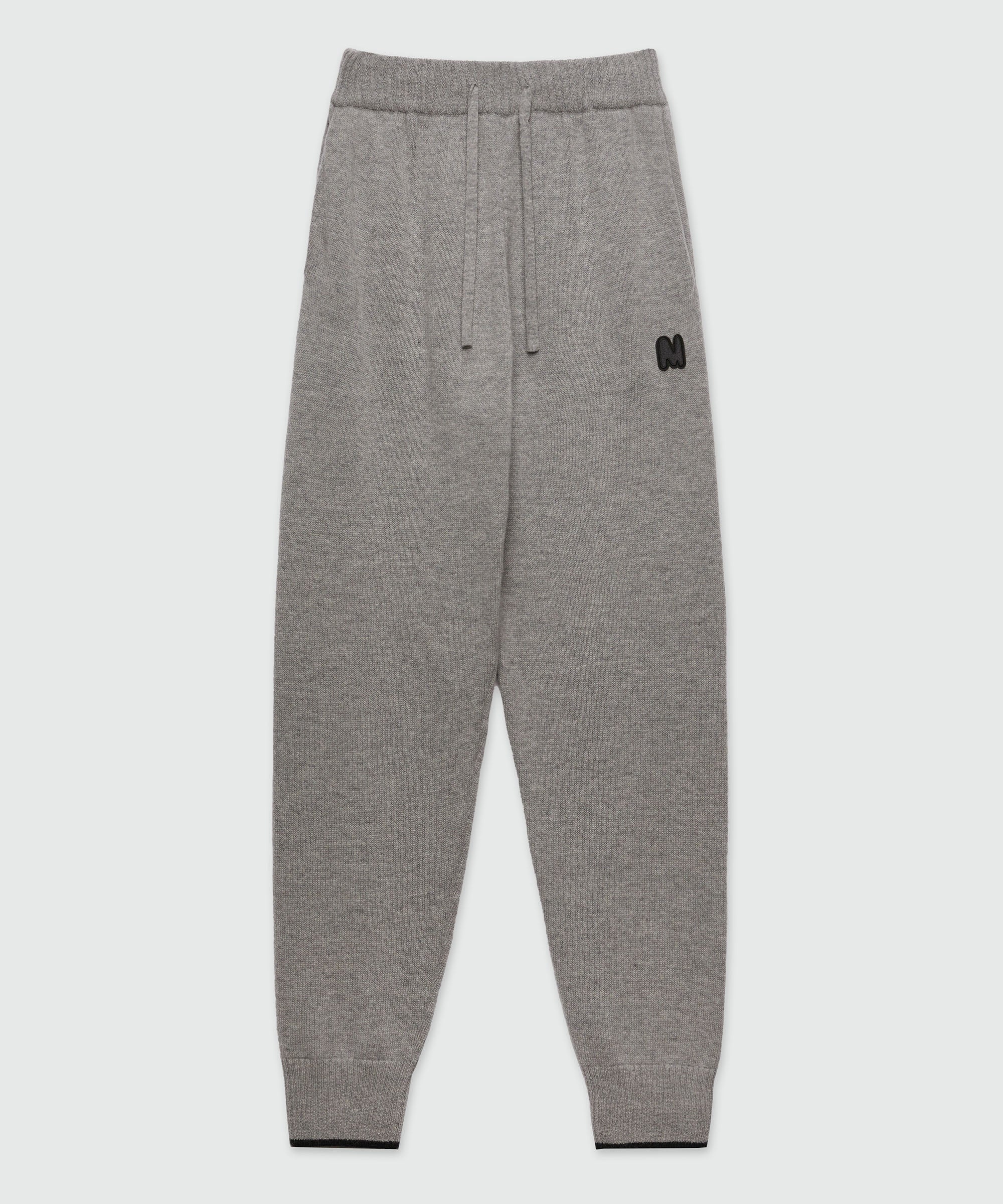 Grey melange blended cashmere jogging pants - 1