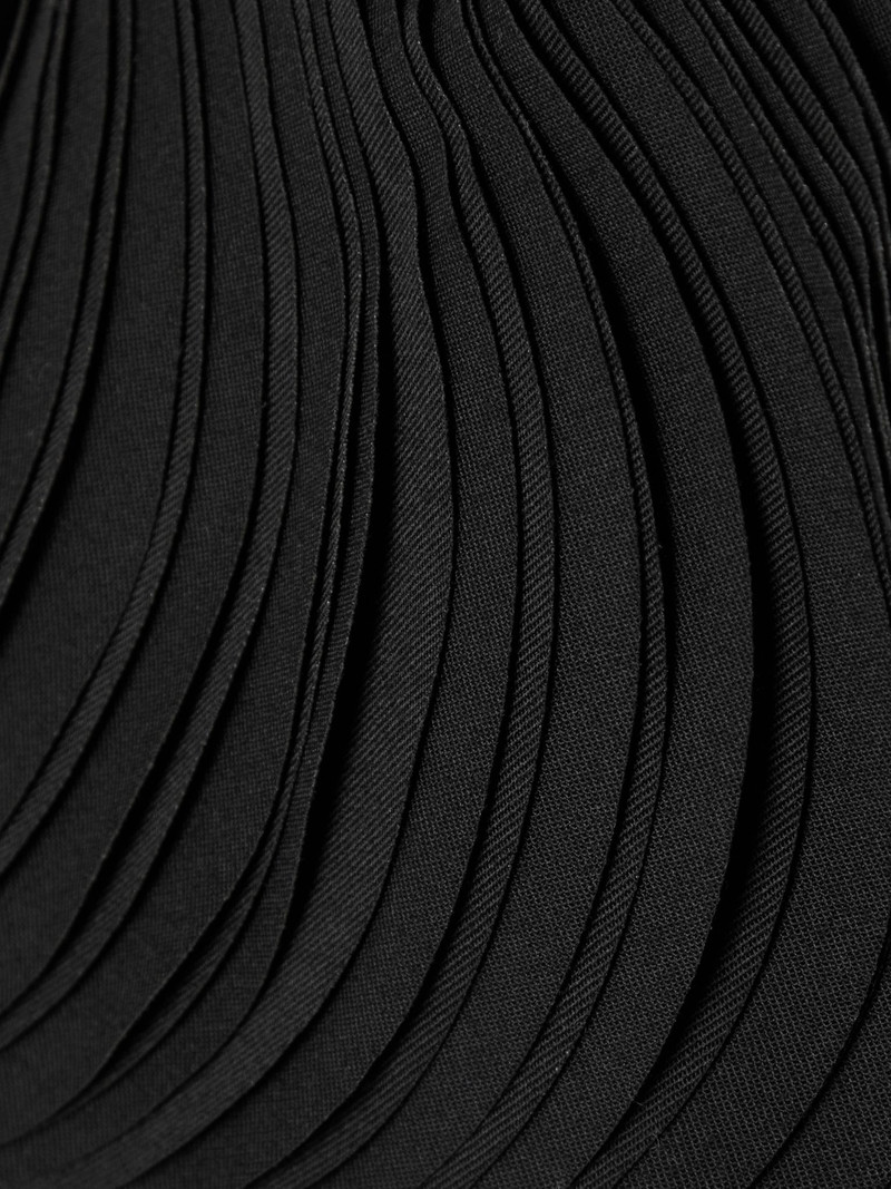 Pleated layered twill straight-leg pants Black 4