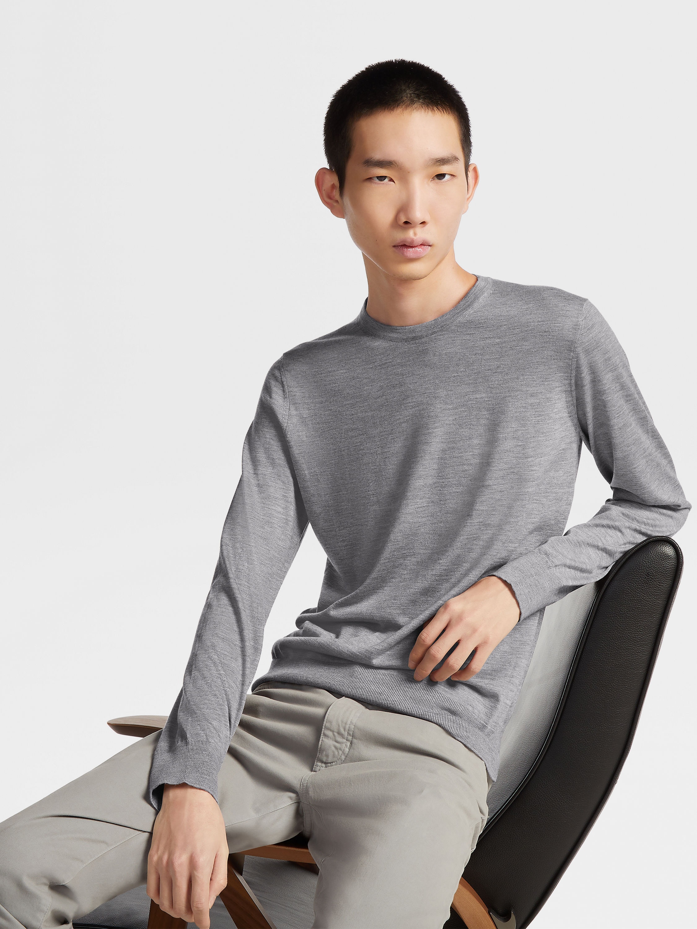 GREY MÉLANGE CASHSETA CREWNECK - 5