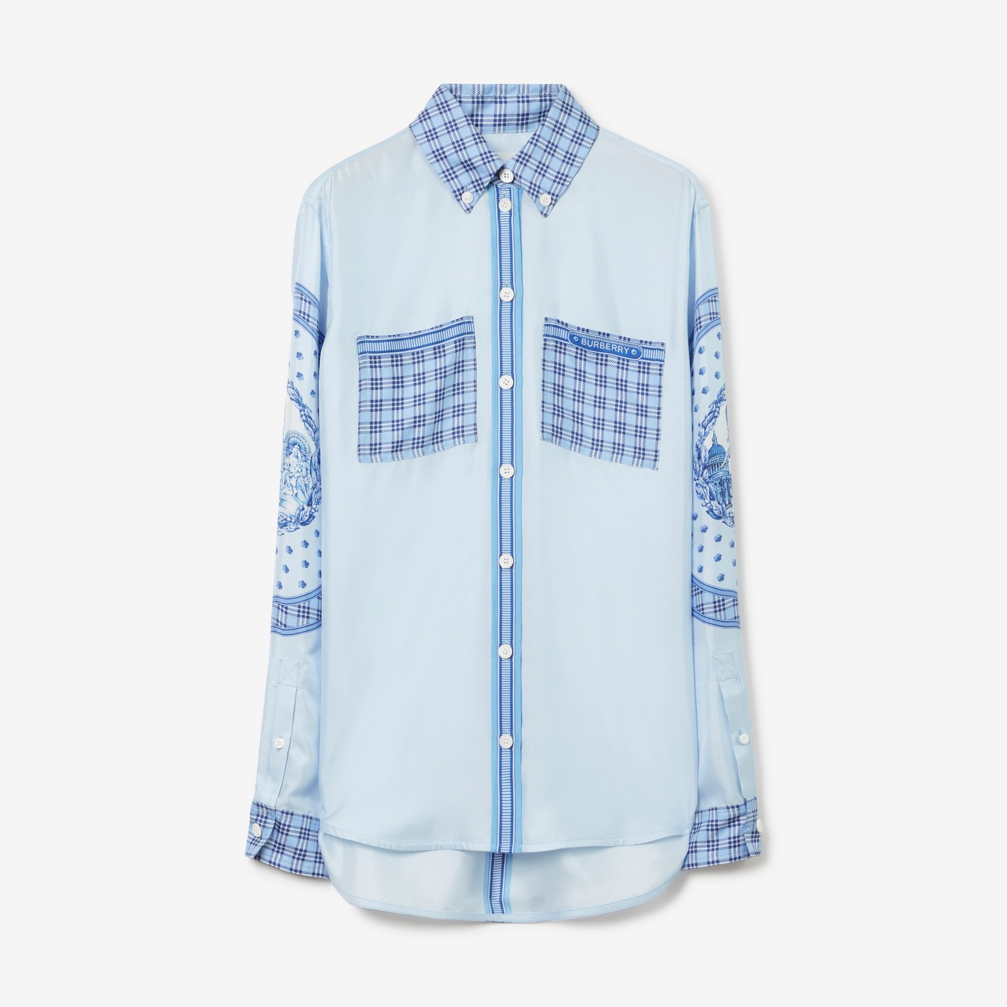 Monuments Print Silk Oversized Shirt - 1