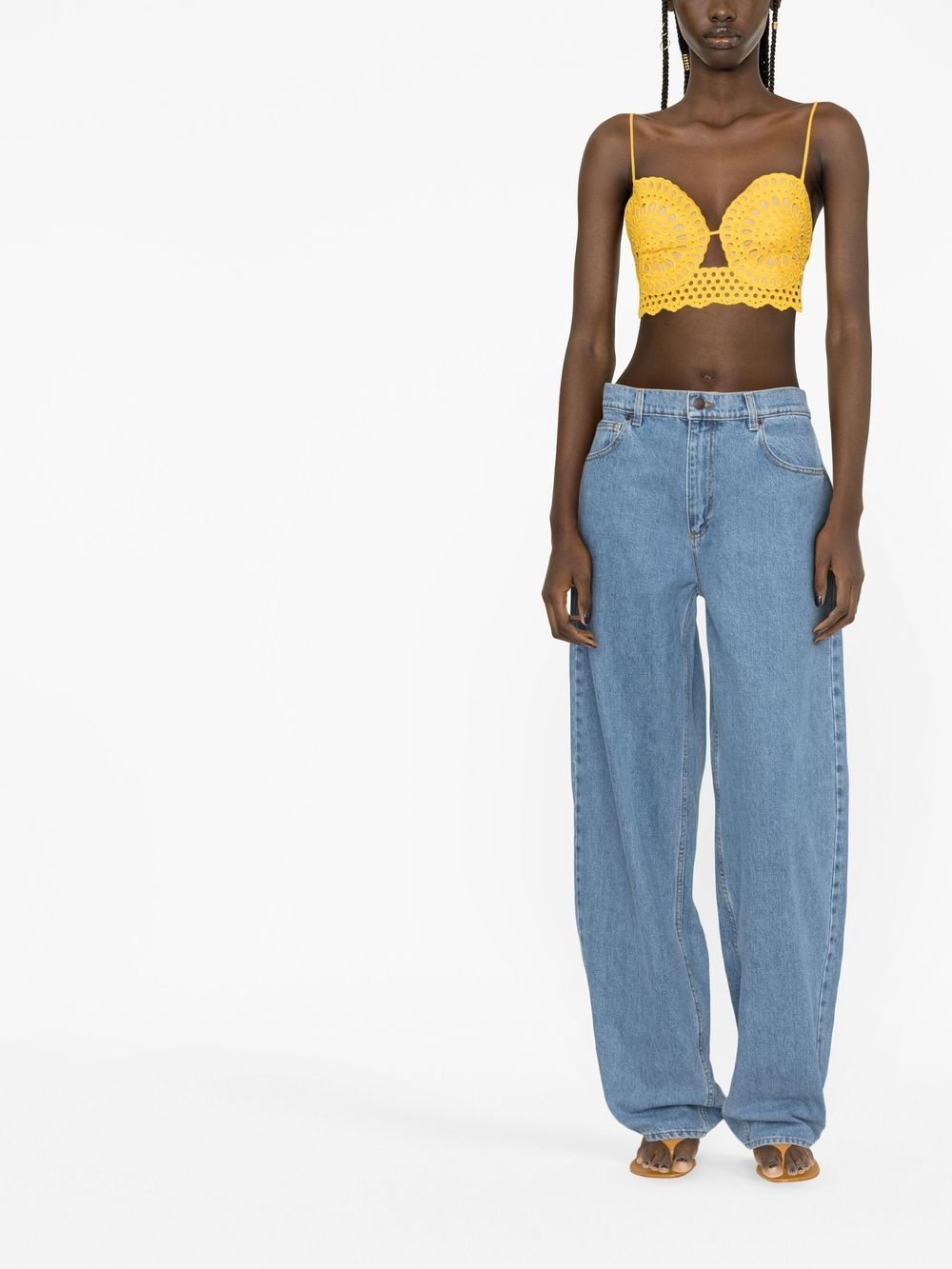 cropped broderie-anglaise top - 2