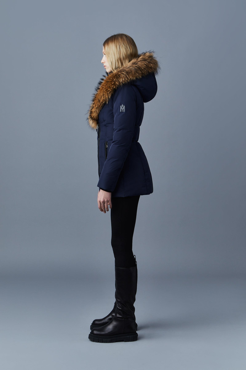 ADALI down coat with natural fur Signature Mackage Collar 3