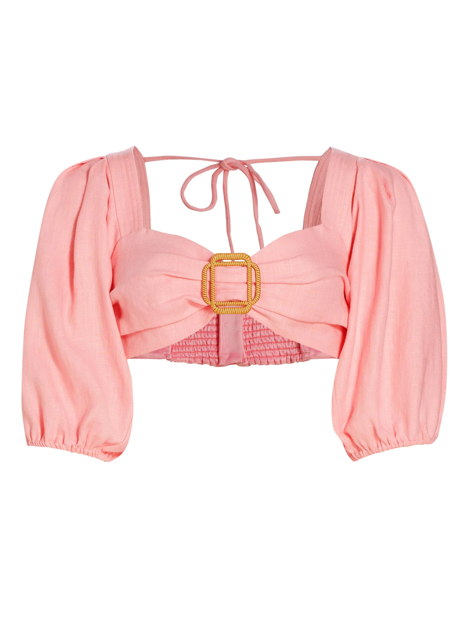 Women's Kelsey Puff-Sleeve Crop Top - Pink Tulip - 1