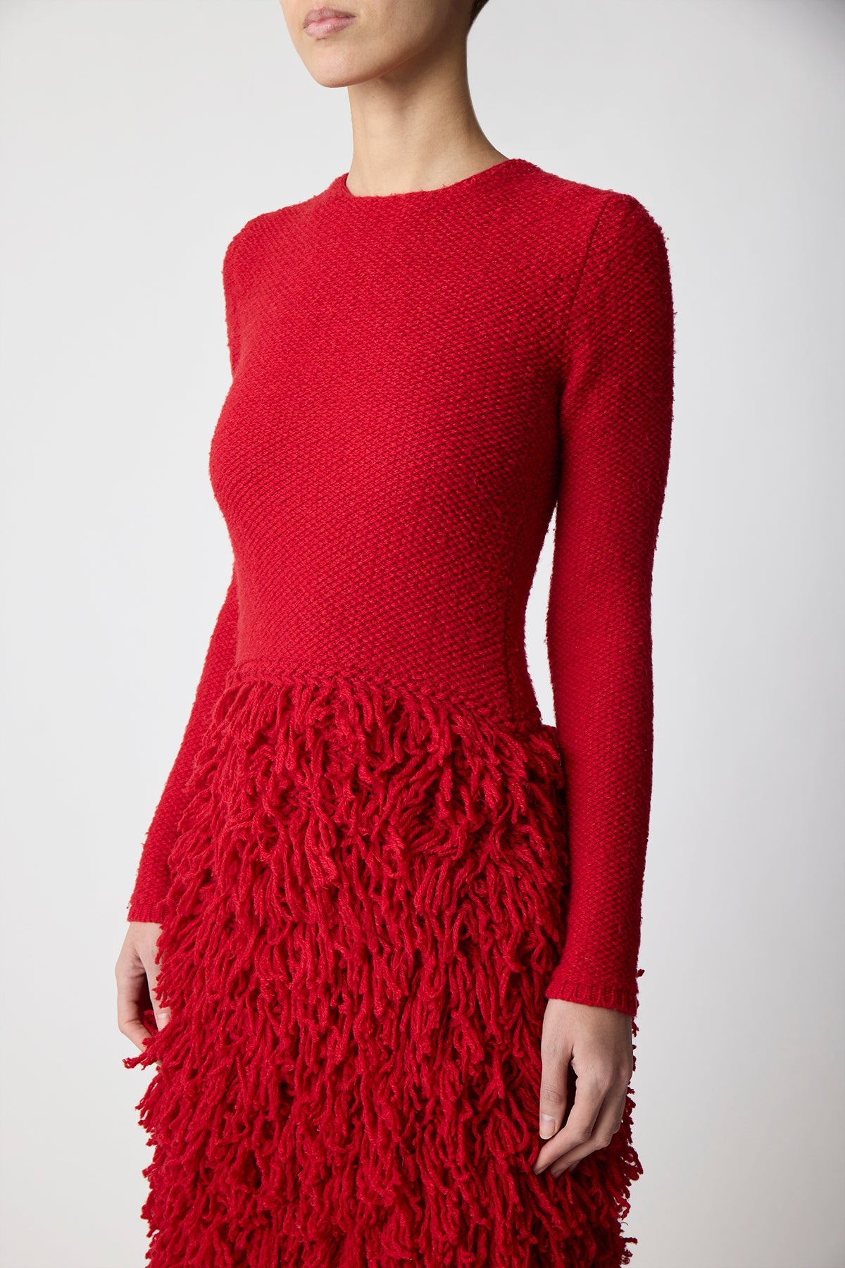 Turner Knit Dress in Scarlet Red Virgin Wool Cashmere Silk - 4