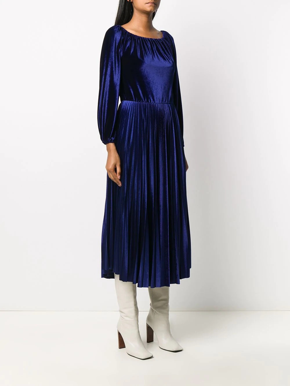 pleated velvet midi dress - 3