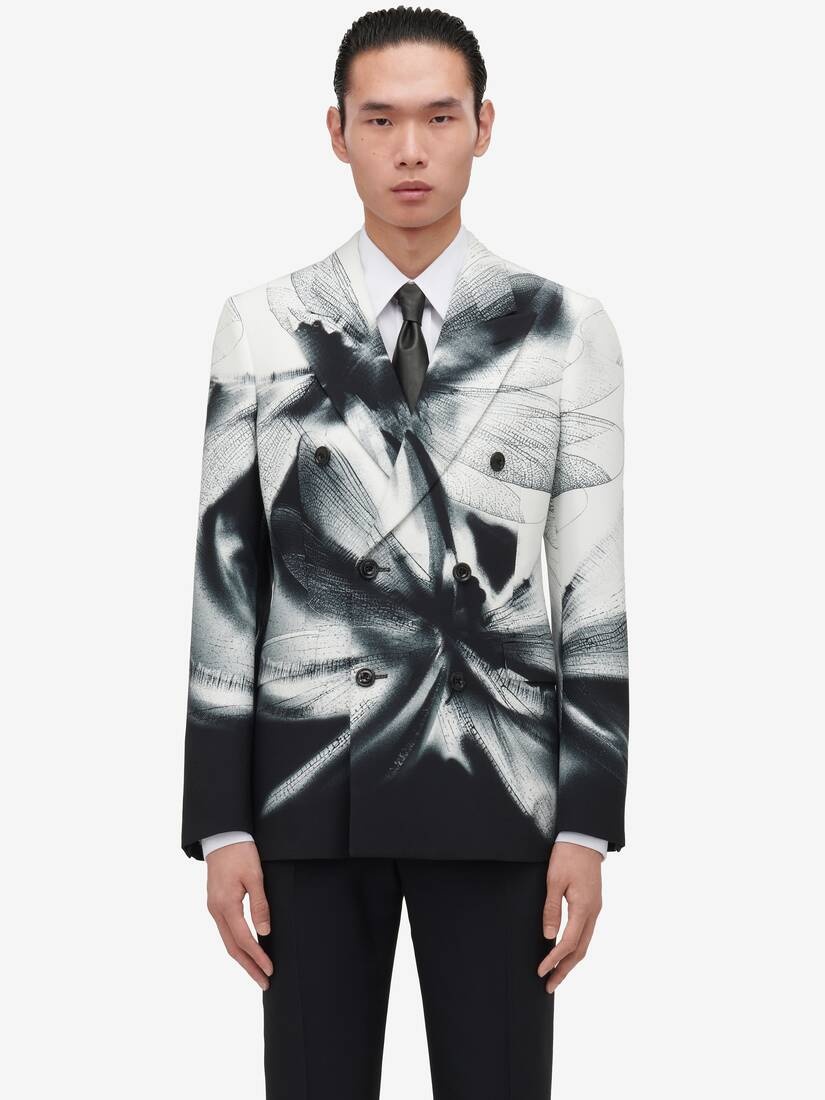 Men's Dragonfly Shadow Double-breasted Jacket in Black/white - 5